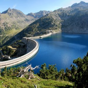 Lake Cap-de-Long in French Hautes-Pyrenees, At an elevation of 2161 m its 130 deap. Its created by grate dam used for hydroelectric energy station. Lake Cap-de-Long in French Hautes-Pyrenees, At an elevation of 2161 m its 130 deap. Its created by grate dam used for hydroelectric energy station.