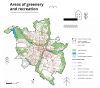 Figure 2. Areas of greenery and recreation across the City of Poznań, showing the green wedge system.
