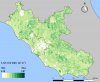 Figure 2: Yearly average Leaf Area Index (LAI, m2/m2) values (2016) retrieved from the MOD15A2H MODIS product for the Latium region. Higher LAI values can be found in correspondence of dense forest stands, in particular in peri-urban areas. The area inside the outline represents the municipality of Rome (from Fusaro et al., 2017)