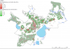 Access to public green areas closer and farther than 250 m in Tallinn.